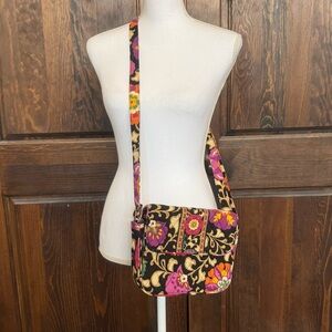 Vera Bradley Suzani Small Purse Crossbody Black Floral Retired Bag